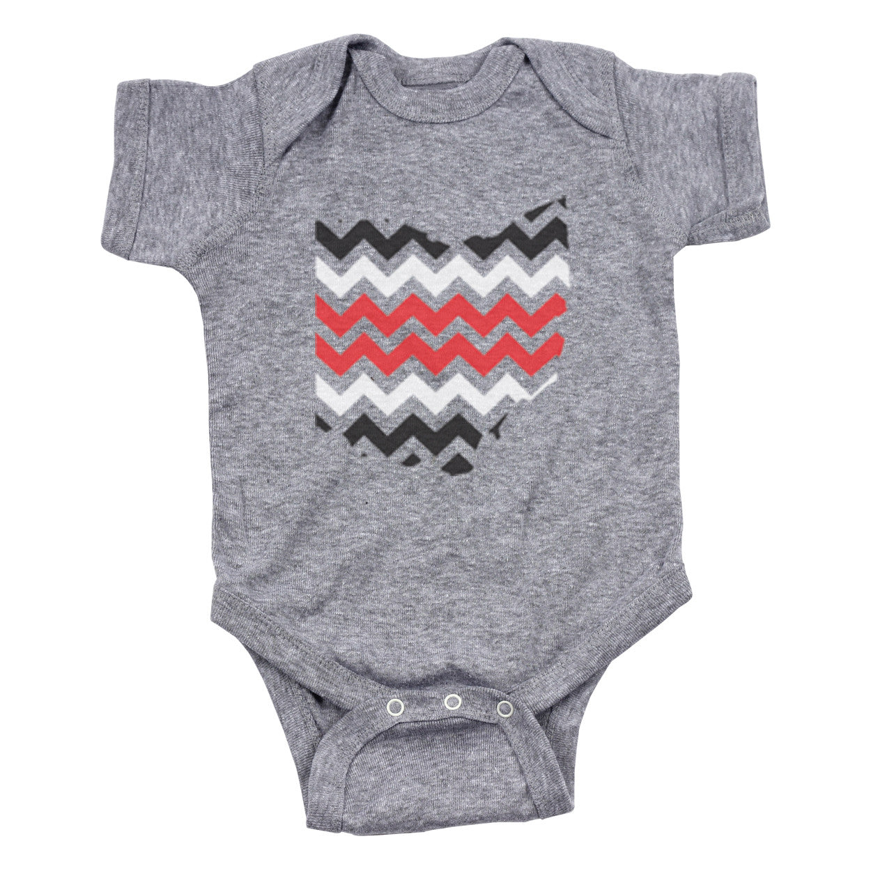 Ohio 3 Stripe Chevron Baby One Piece - Clothe Ohio - Soft Ohio Shirts