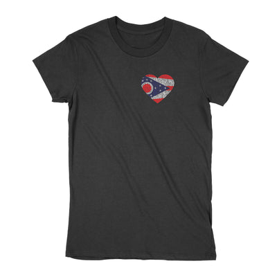 Heart Ohio Flag Women's T-Shirt - Clothe Ohio - Soft Ohio Shirts