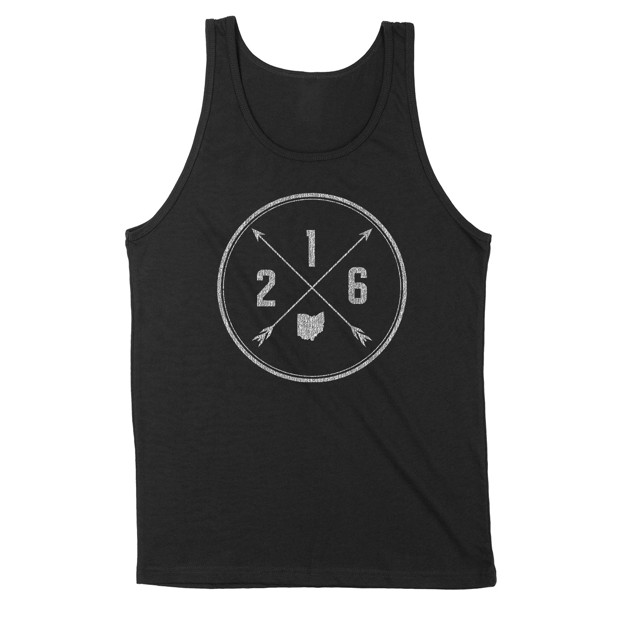 216 Area Code Cross Men's Unisex Tank - Clothe Ohio - Soft Ohio Shirts