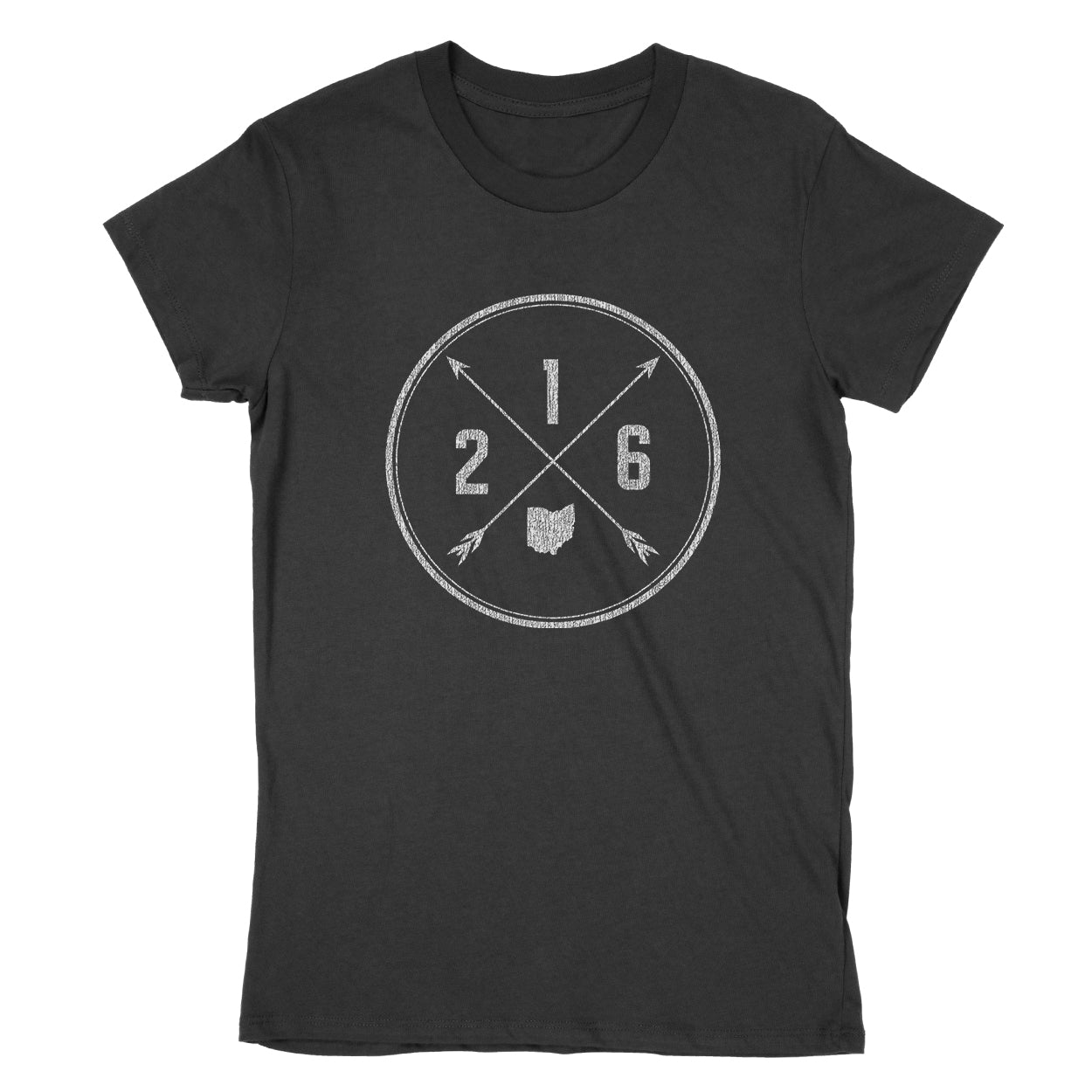 216 Area Code Cross Women's T-Shirt - Clothe Ohio - Soft Ohio Shirts