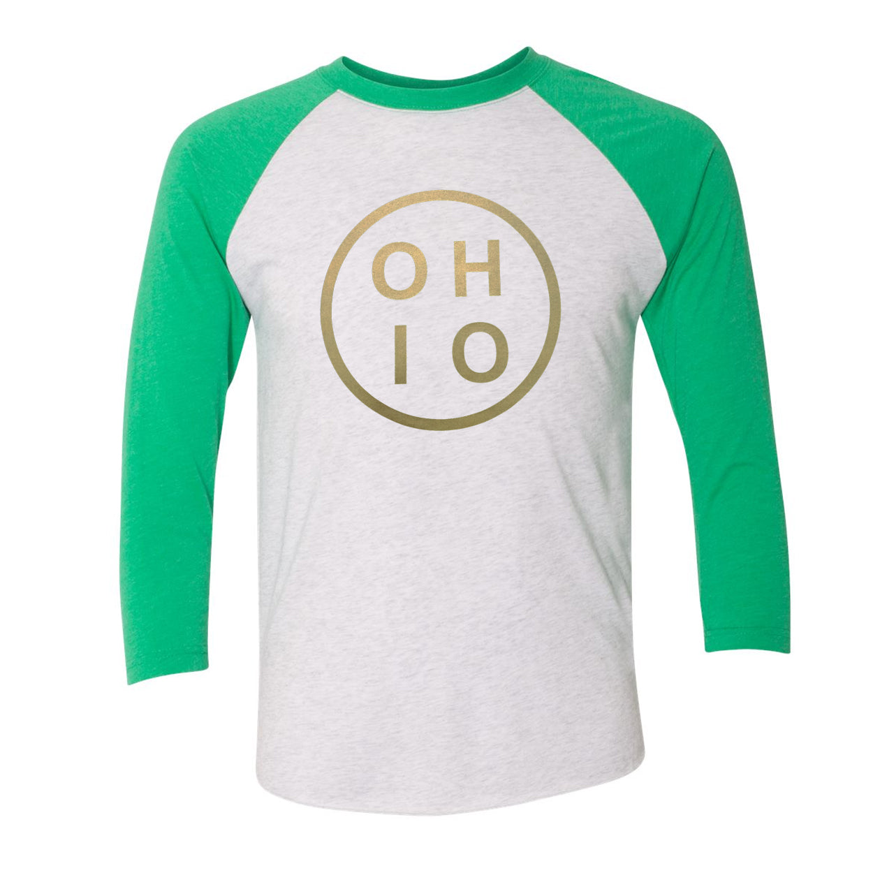 Ohio Circle Gold Raglan T-Shirt - Clothe Ohio - Soft Ohio Shirts