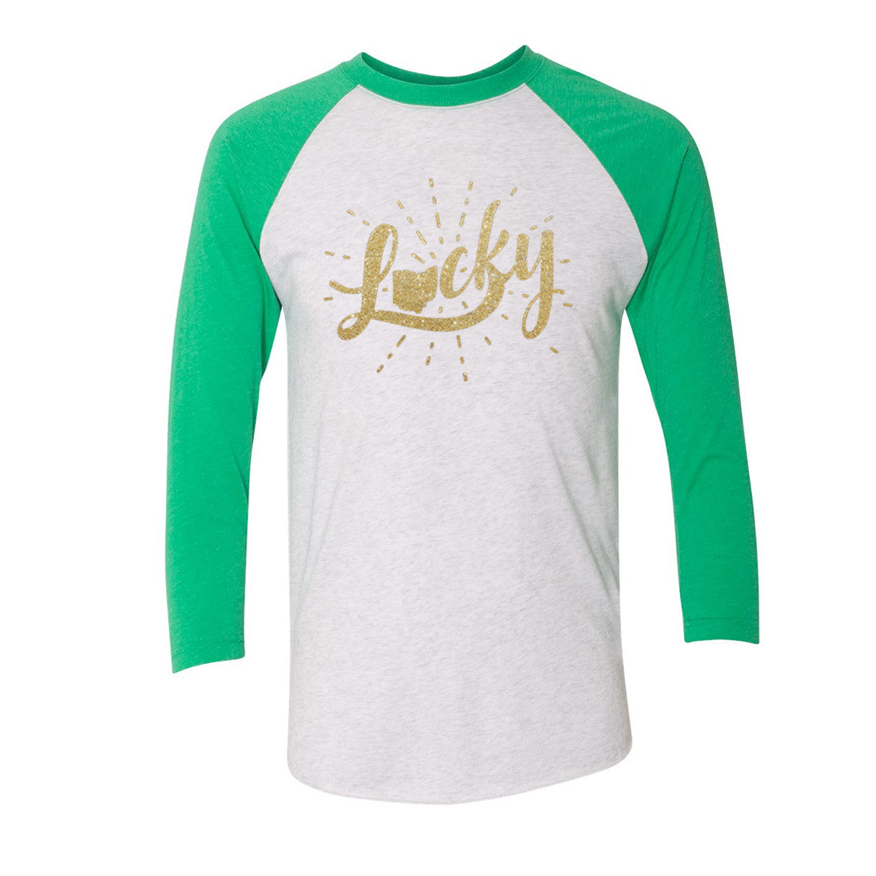 Lucky Ohio Gold Raglan T-Shirt - Clothe Ohio - Soft Ohio Shirts