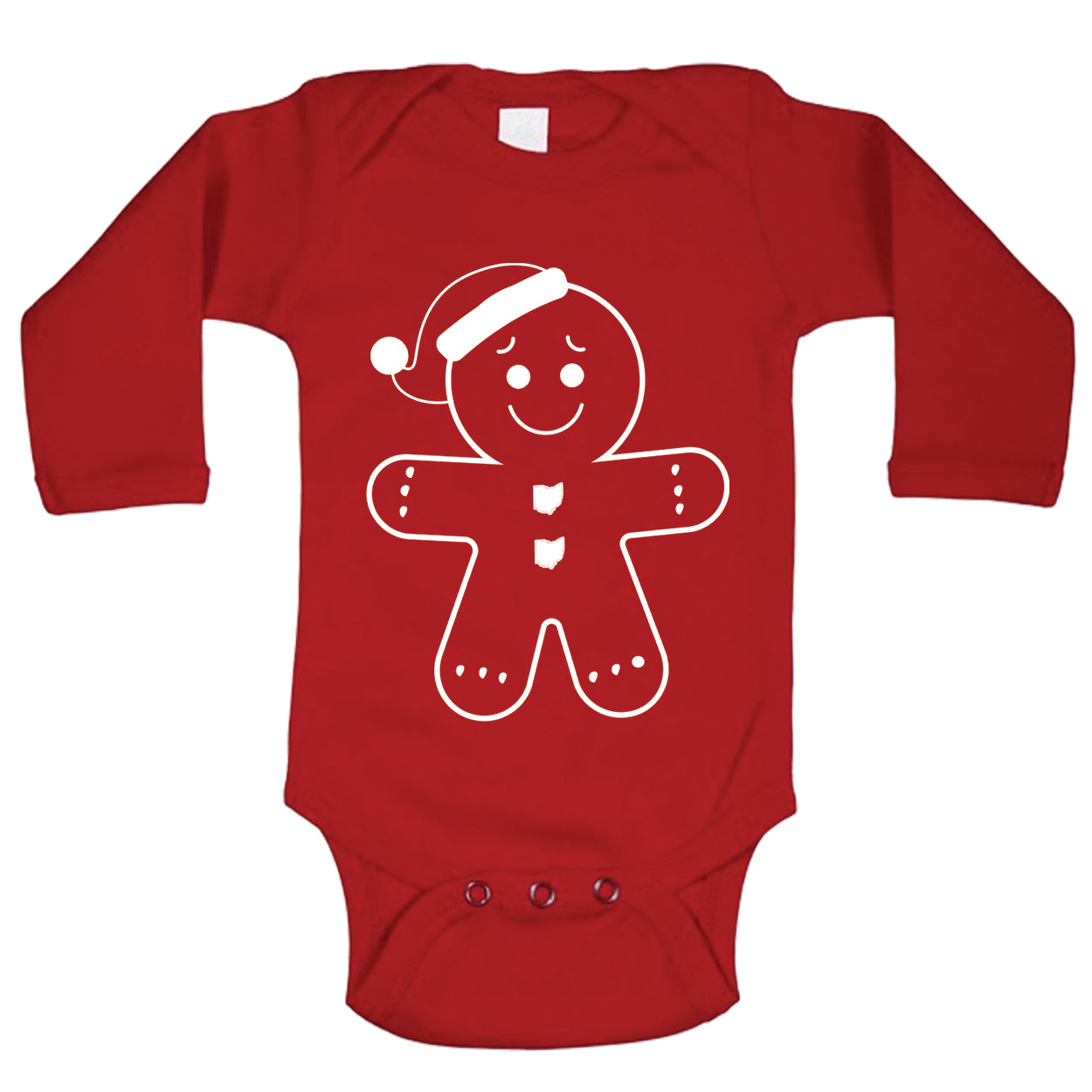 Ohio Holiday Gingerbread Long Sleeve Baby One Piece