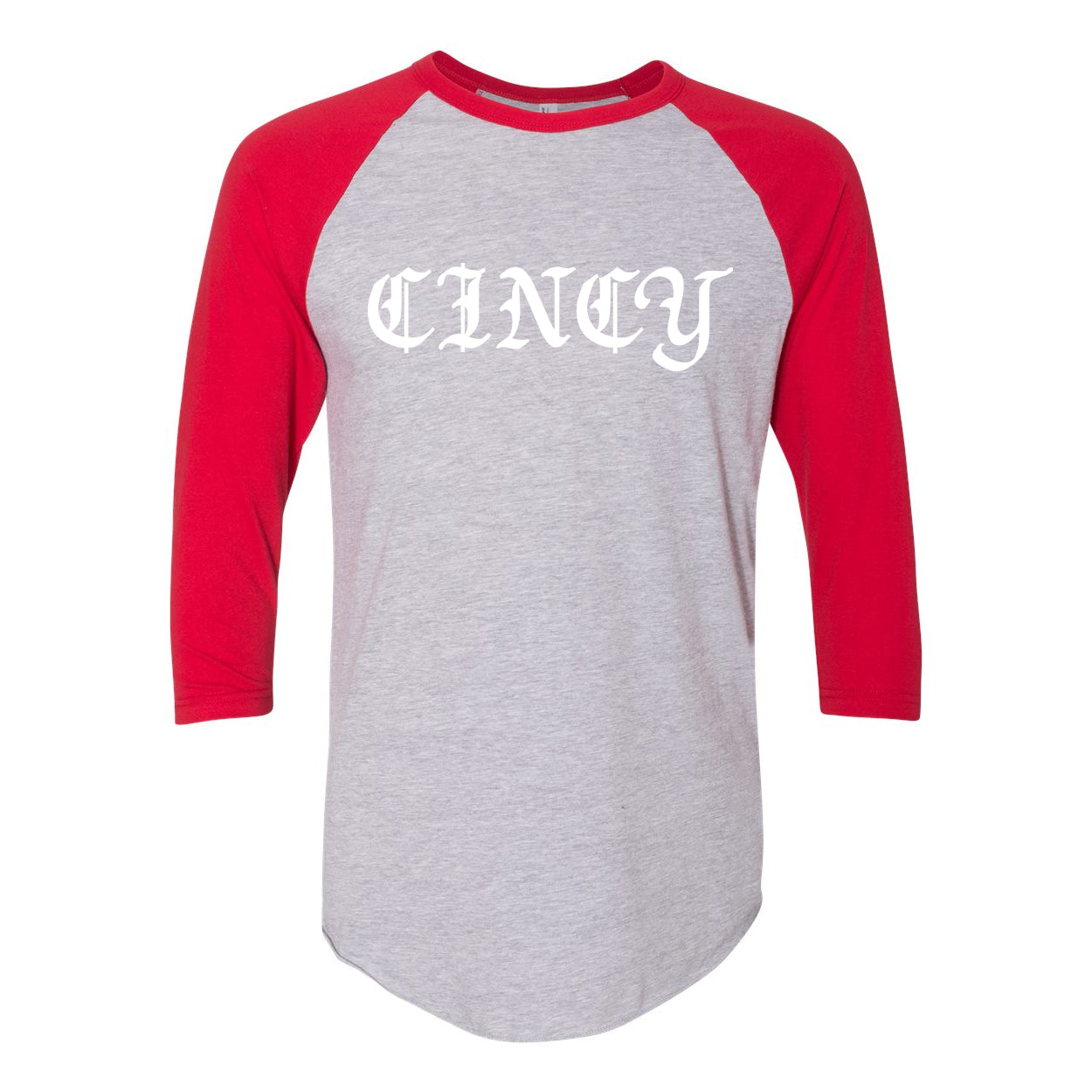 CINCY Gothic White Raglan T-Shirt - Clothe Ohio - Soft Ohio Shirts