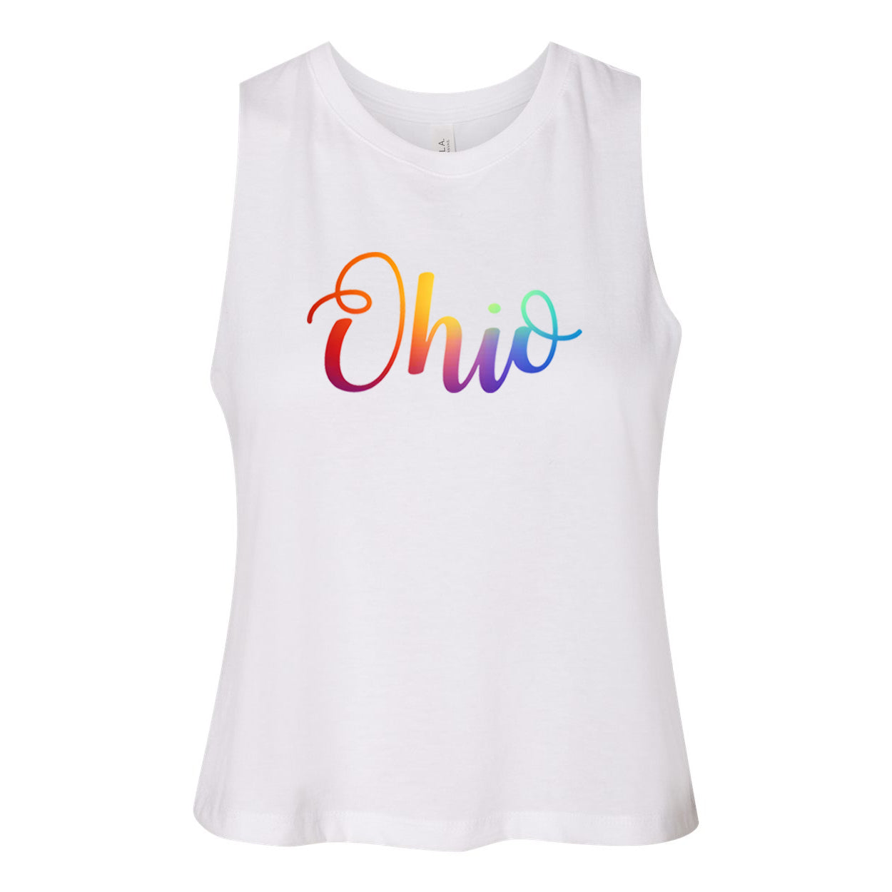 Pride Curly Ohio Women's Racerback Cropped Tank - Clothe Ohio - Soft Ohio Shirts