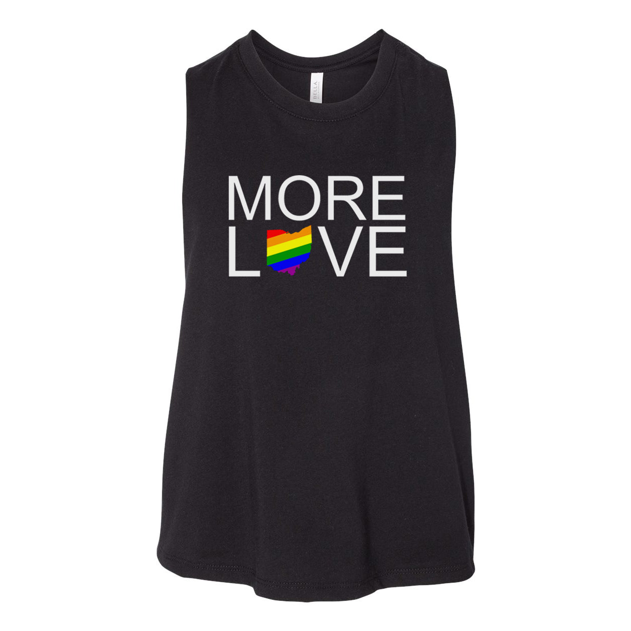 More Love Pride Ohio Women's Racerback Cropped Tank - Clothe Ohio - Soft Ohio Shirts