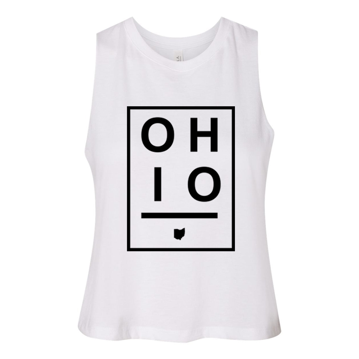 Ohio Boxed Women's Racerback Cropped Tank - Clothe Ohio - Soft Ohio Shirts