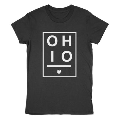 Ohio Boxed White Women's T-Shirt - Clothe Ohio - Soft Ohio Shirts