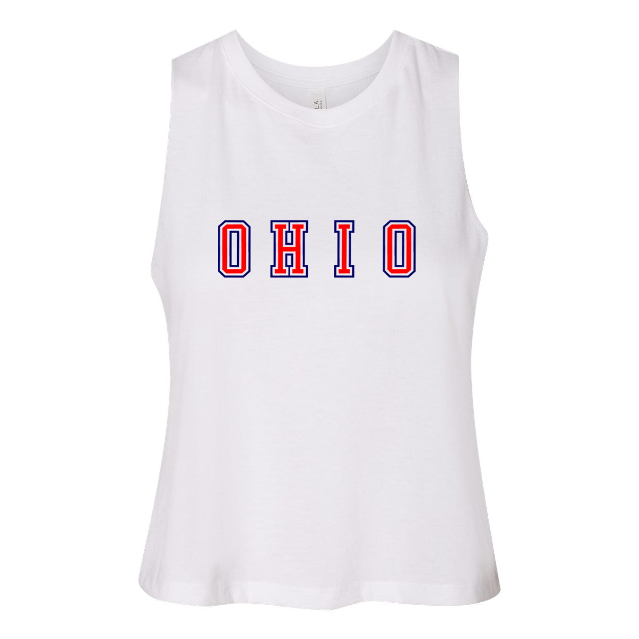 Ohio USA Varsity Women's Racerback Cropped Tank - Clothe Ohio - Soft Ohio Shirts