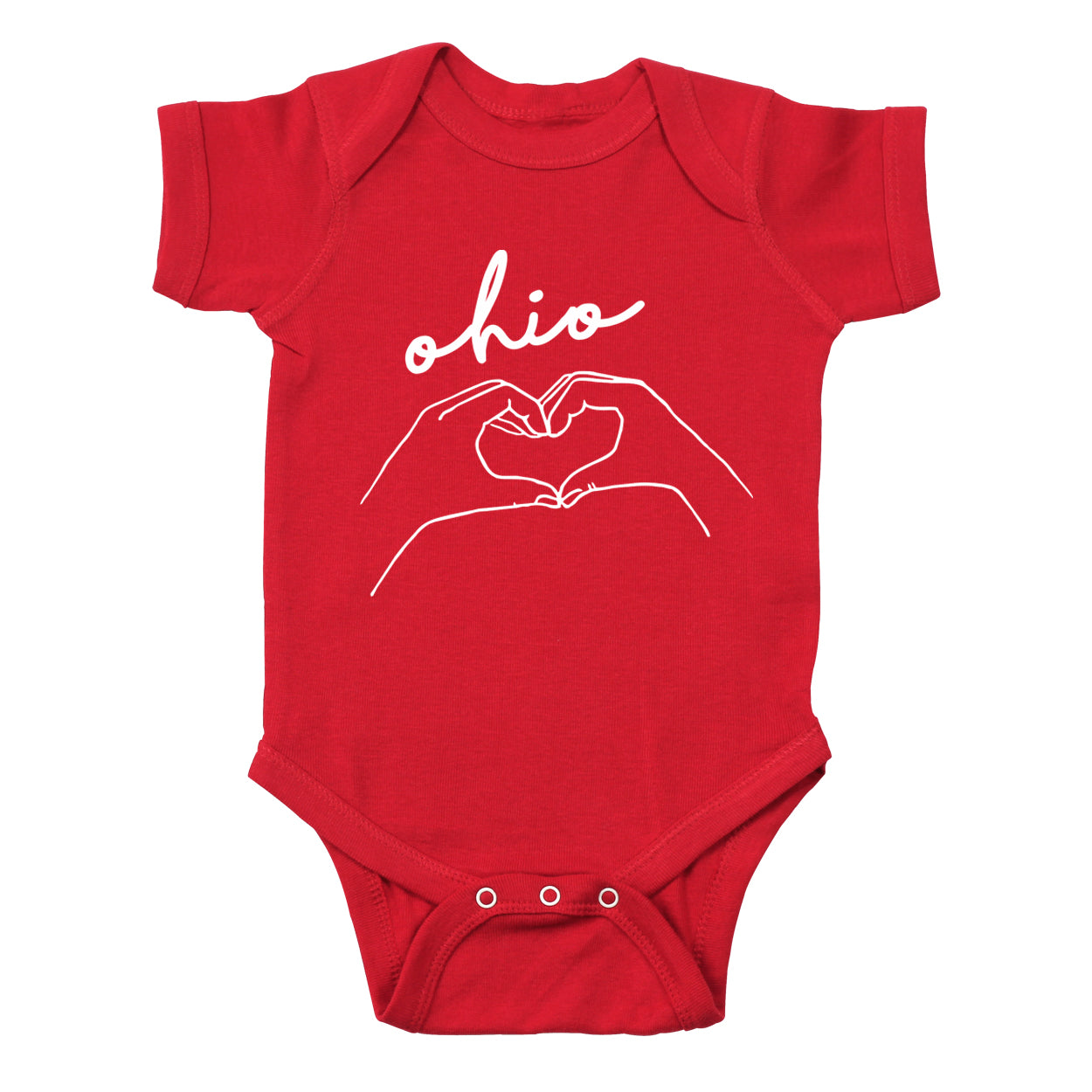 Hands Heart Love Ohio Baby One Piece - Clothe Ohio - Soft Ohio Shirts