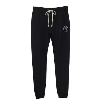 Small O H I O Circle Women's Long Weekend Burnout French Terry Sweatpants - Clothe Ohio - Soft Ohio Shirts
