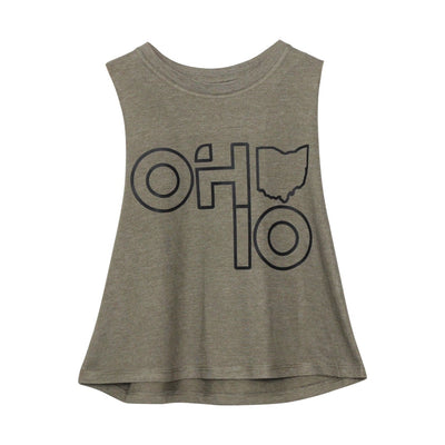 Ohio Stacked Women's Racerback Cropped Tank - Clothe Ohio - Soft Ohio Shirts
